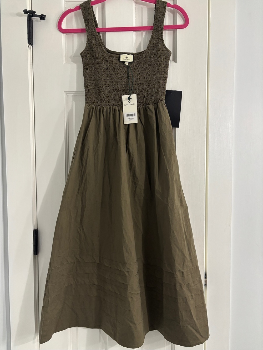 Tuckernuck Smocked Midi Dress Olive - Size XXS